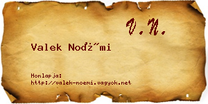 Valek Noémi névjegykártya